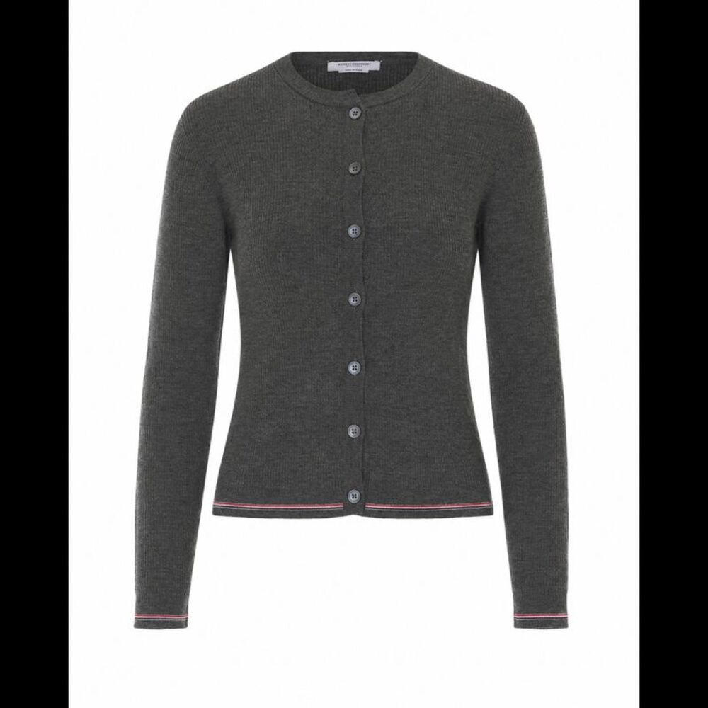 Thom Browne Women Merino Wool Rib Stitch Cardigan